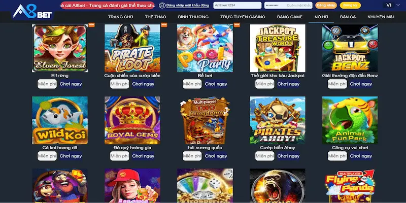 Cách chơi game slot A8bet