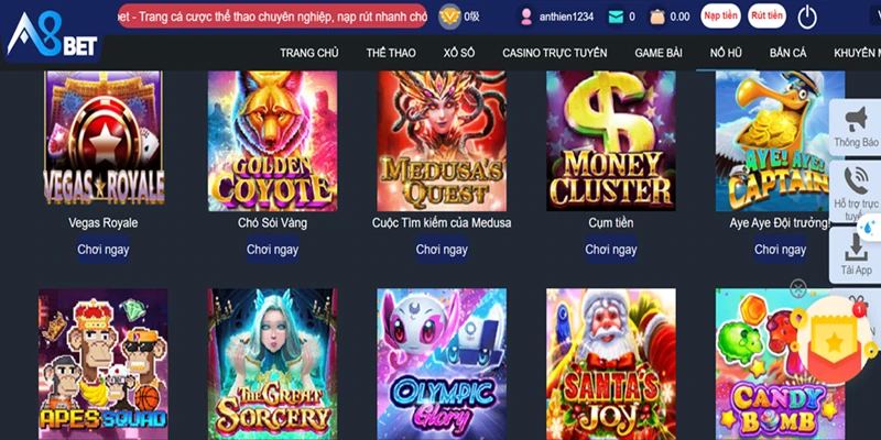 Cách tham gia game slot tại A8BET