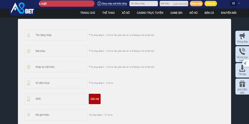 Đăng ký tại A8BET 